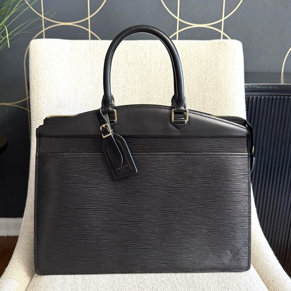 Authentic Louis Vuitton Epi Riviera Handbag black leather M48182 w name tag